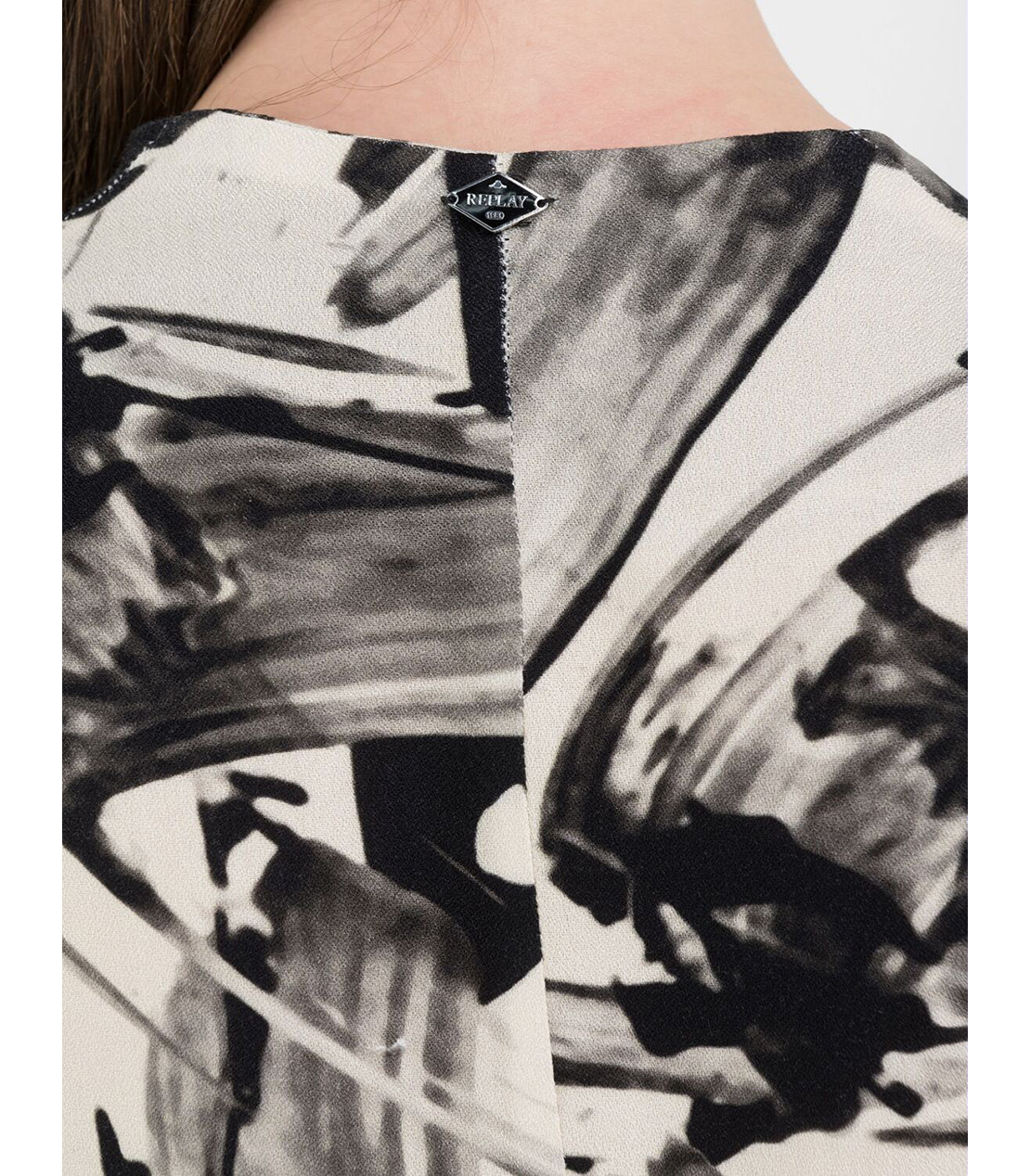 アブストラクトプリントロングドレス 詳細画像 ブラックアイボリー 5